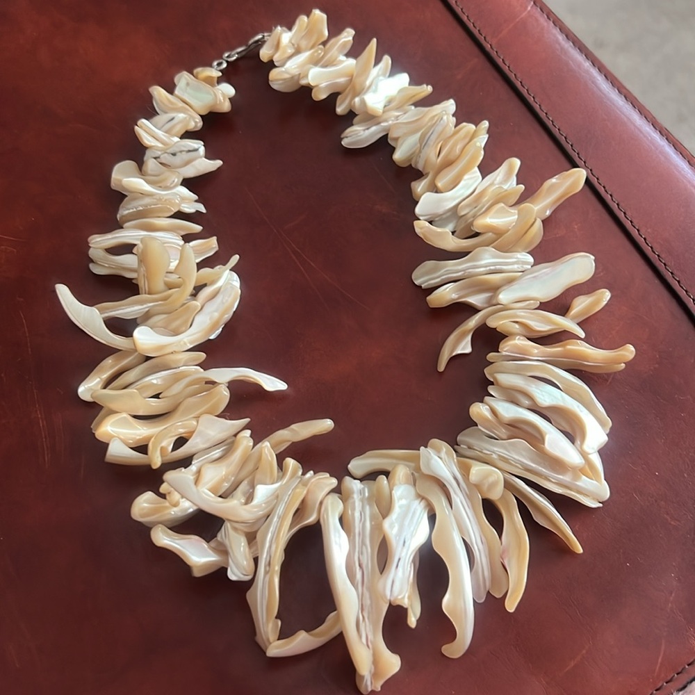Stunning Natural Branch Mother of Pearl Statement Necklace